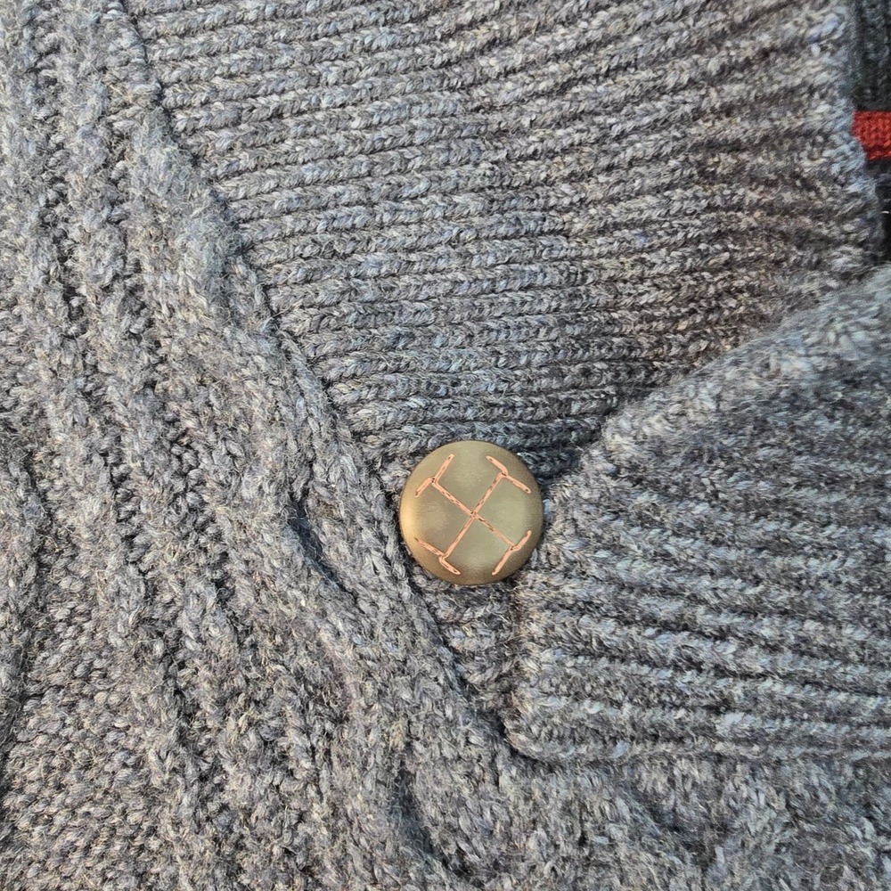 Wind River Mens XL Shawl‎ Collar Cable Knit Sweater Blue - Picture 6 of 14